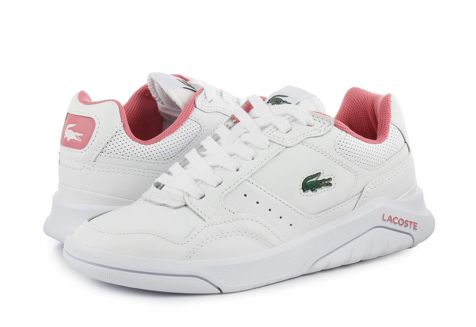 Lacoste Game Advance sneakers in white leather with pink back tab